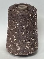 Пряжа с пайетками 10140 нить тауп, пайетка тауп глянцевая (98% хлопок, 2% полиамид) 120 м/50 гр 